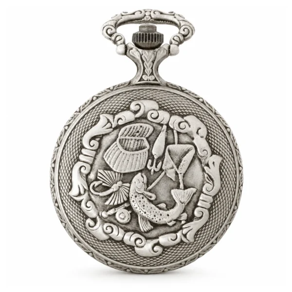 Gents 48mm Pewter Antique Rhodium Plated "Hunter" Swiss Quartz Pocket Watch - image 2 Gents 48mm Pewter Antique Rhodium Plated "Hunter" Swiss Quartz Pocket Watch