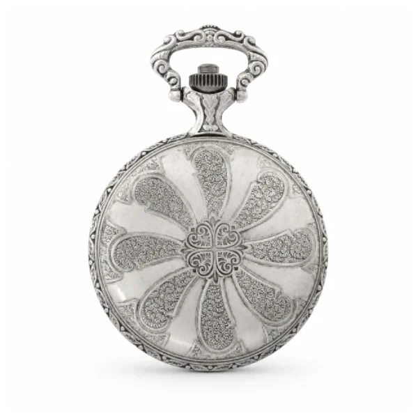 Gents 48mm Pewter Antique Rhodium Plated "Trotter" Swiss Quartz Pocket Watch