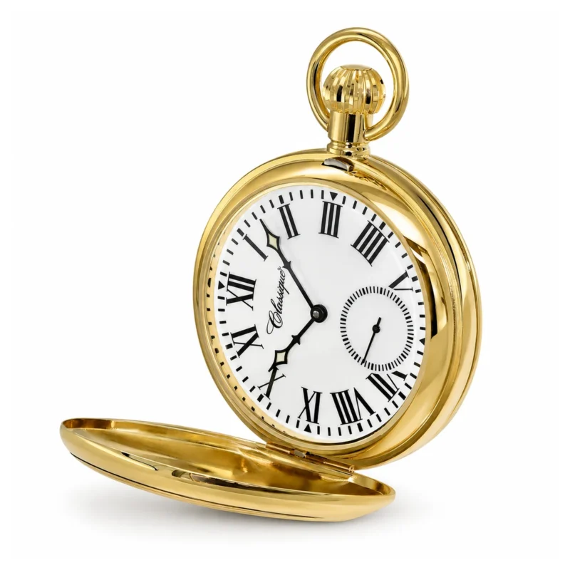 Gents 49mm Gold Plated Skeleton Mechanical Pocket Watch – image 2 Gents 49mm Gold Plated Skeleton Mechanical Pocket Watch