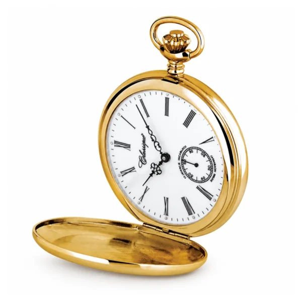 Gents 51mm Gold Plated Swiss Made Mechanical Pocket Watch