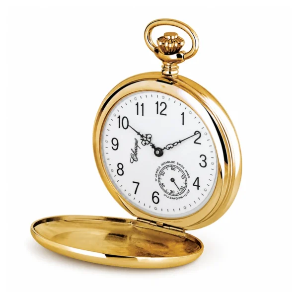 Gents 51mm Gold Plated Swiss Made Mechanical Pocket Watch
