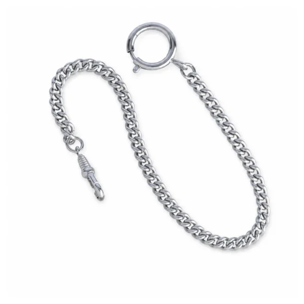 Rhodium Pocket Watch Chain | FOB & Co - image 1 Rhodium Pocket Watch Chain | FOB & Co