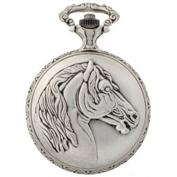 8012-BACK-8030-800x800 Gents 48mm Pewter Antique Rhodium Plated “Three Horses” Swiss Quartz Pocket Watch