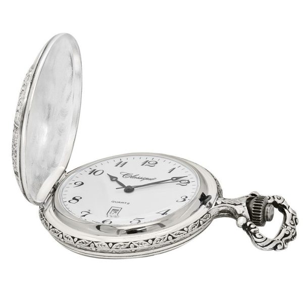 8024W-NUM-inside34-800x800 Gents 48mm Pewter Antique Rhodium Plated “Truck” Swiss Quartz Pocket Watch
