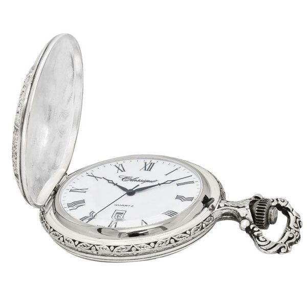 8024W-RO-inside16-800x800 Gents 48mm Pewter Antique Rhodium Plated “Truck” Swiss Quartz Pocket Watch