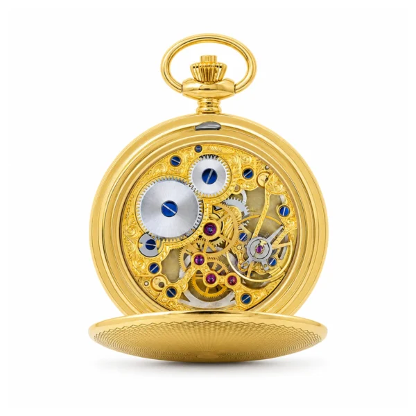 Gents 42mm 18ct Solid Gold Hand Engraved Skeleton Mechanical "Wesley" Pocket Watch – image 3 Gents 42mm 18ct Solid Gold Hand Engraved Skeleton Mechanical "Wesley" Pocket Watch