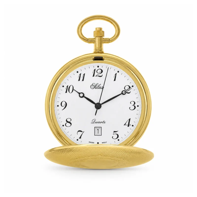 Gents 40mm Rhodium Plated "Silas" Swiss Quartz Pocket Watch