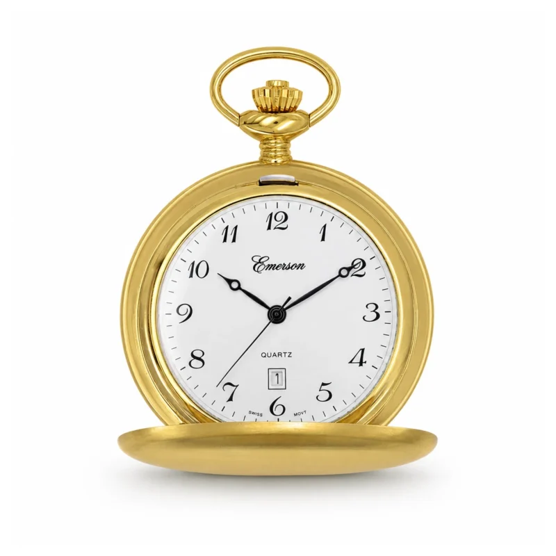Gents 46mm Gold Plated “Emerson” Swiss Quartz Pocket Watch – image 2 Gents 46mm Gold Plated "Emerson" Swiss Quartz Pocket Watch